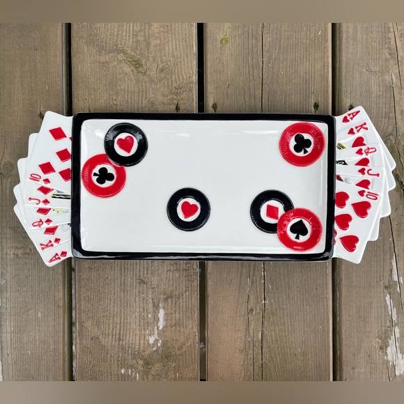 Fitz and Floyd Essentials GAME NIGHT Cards Serving Platter Snack Plate - Picture 12 of 12